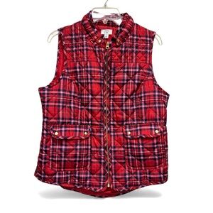 Crown and Ivy Red and Blue Plaid Quilted Vest Women’s Large